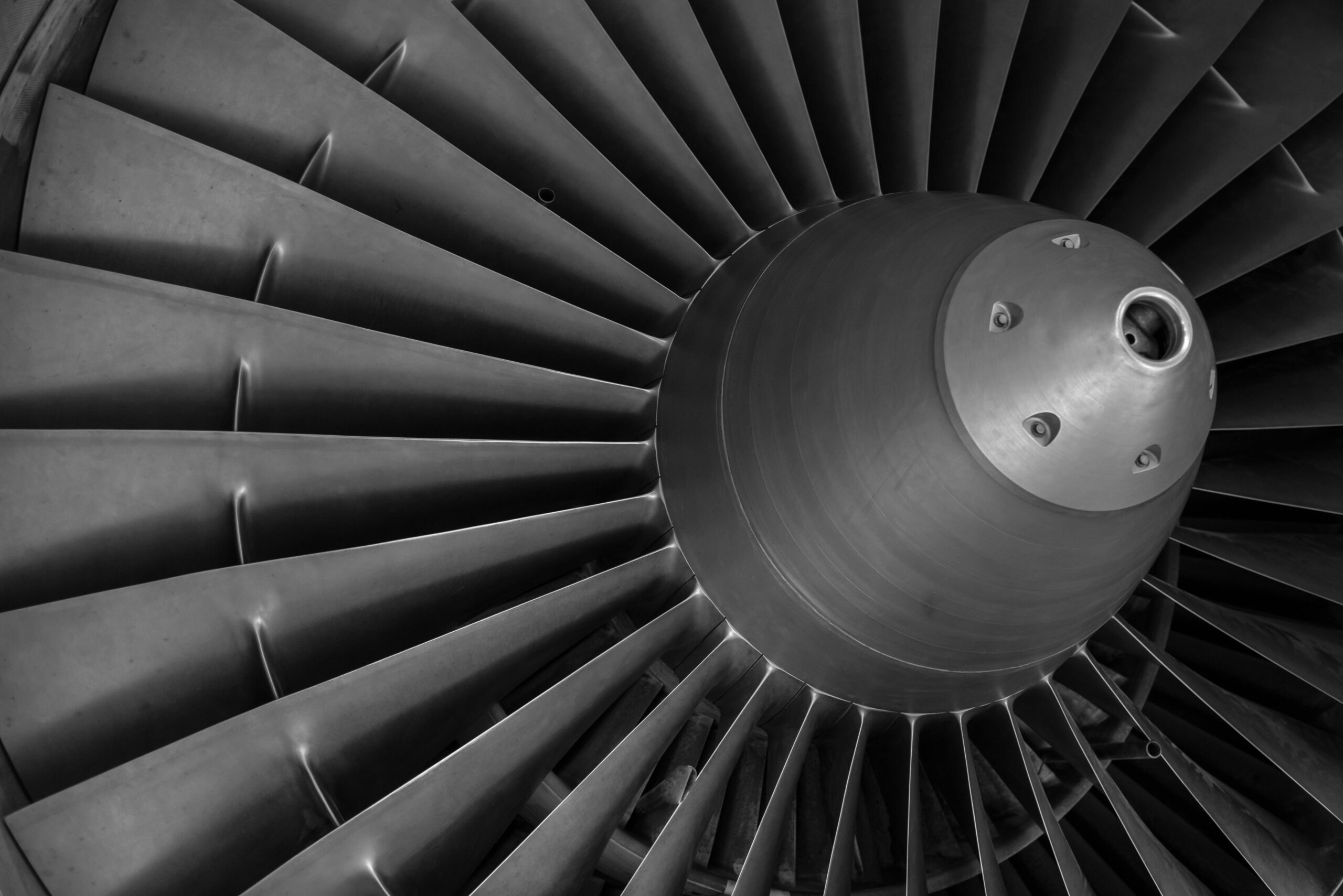 Close-up of an aircraft engine