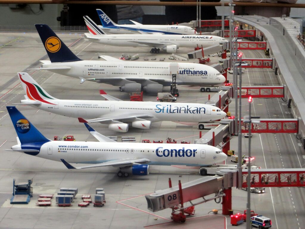 Aircraft in a maintenance hangar